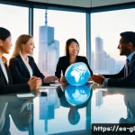 국제비즈니스 직무와 경력개발 차이점 - **Global Collaboration at a Modern Conference**
    "A vibrant and diverse group of five internation...