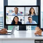 Home 20 국제비즈니스매니저 필수 소프트스킬 - A professional multicultural business meeting scene showing a diverse international team collaborati...